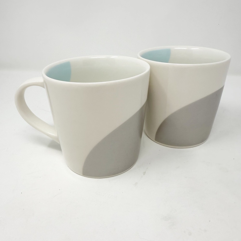 Starbucks 2005 Art Deco Gray Blue Pastel Curve 12 oz Coffee Mugs‎ - Picture 9 of 9